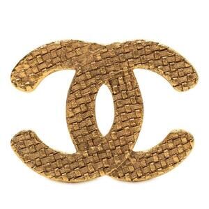 Chanel CC Logo Braided Gold Plated Brooch